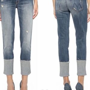 MOTHER Distressed Blue Cropped Jeans
